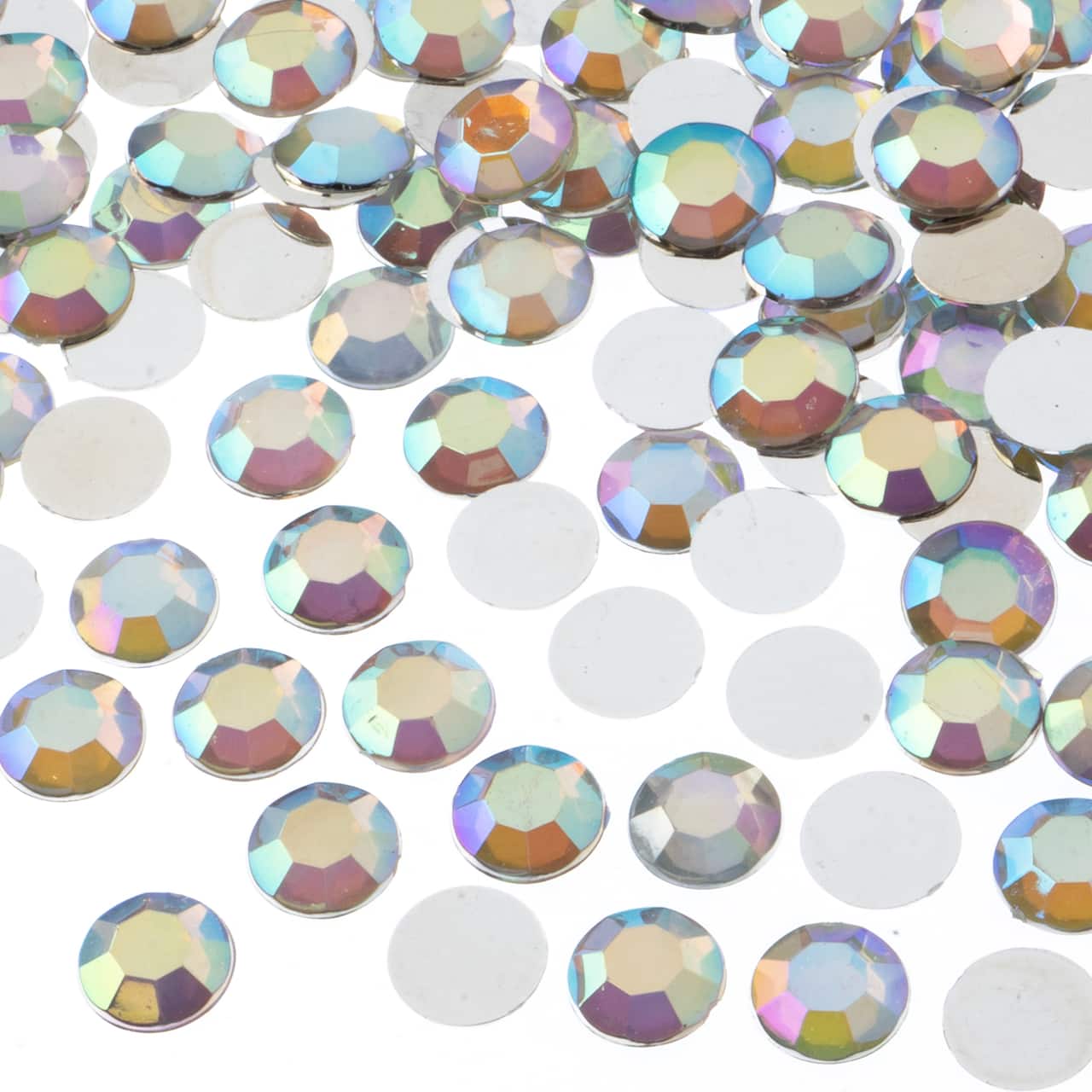 John Bead Acrylic Round Flat Back Rhinestones, 10mm